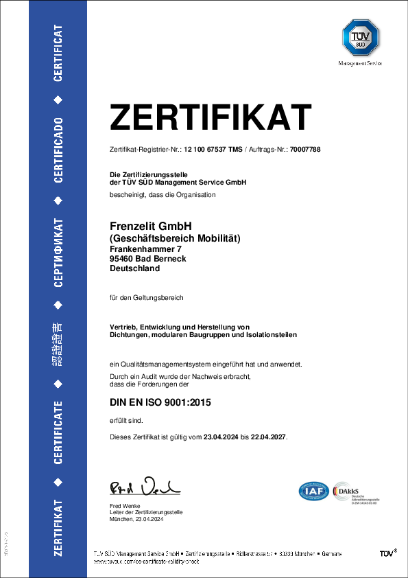 Zertifikat ISO 9001 Qualitätsmanagement