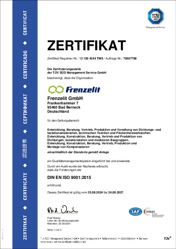 Zertifikat ISO 9001 Qualitätsmanagement